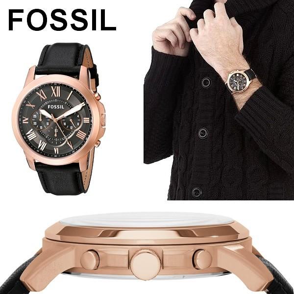  Shop Authentic Fossil Grant Chronograph Grey Dial Black Leather Strap Watch for Men - FS5085 - Luxxuri