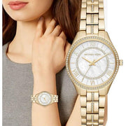  Shop Authentic Michael Kors Lauryn Mother of Pearl White Dial Gold Steel Strap Watch for Women - MK3899 - Luxxuri