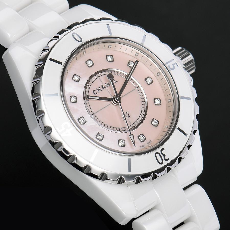  Shop Authentic Chanel J12 Quartz Diamonds Pink Dial White Steel Strap Watch for Women - J12 H5513 - Luxxuri