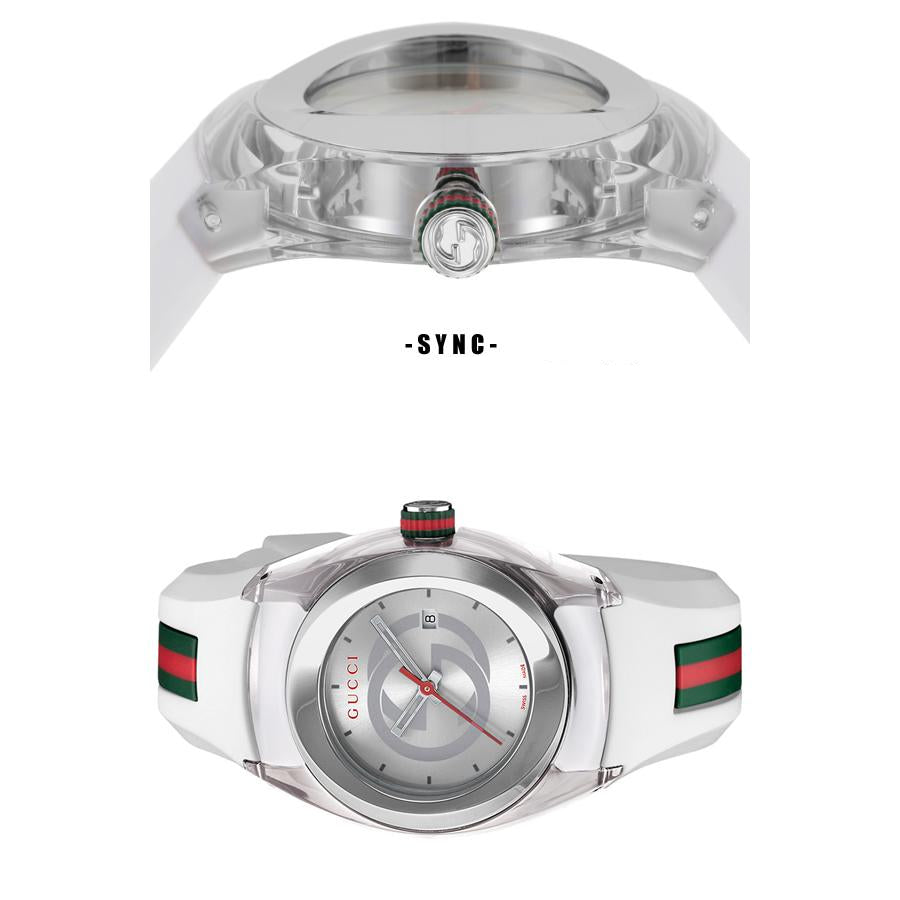  Shop Authentic Gucci Sync Quartz White Dial White Rubber Strap Unisex Watch - YA137302 - Luxxuri