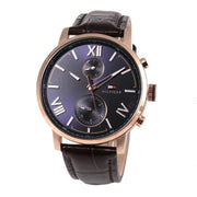  Shop Authentic Tommy Hilfiger Aiden Quartz Blue Dial Brown Leather Strap Watch for Men - 1791308 - Luxxuri