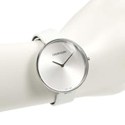  Shop Authentic Calvin Klein Full Moon White Dial White Leather Strap Watch for Women - K8Y231L6 - Luxxuri