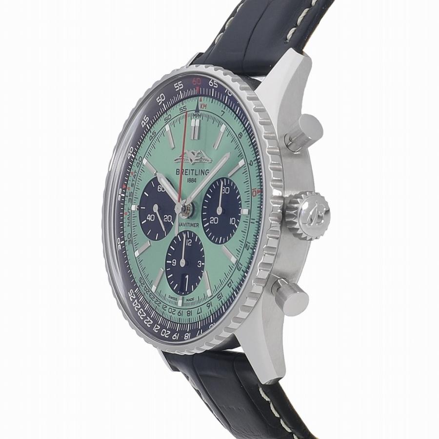  Shop Authentic Breitling Navitimer B01 Chronograph 43 Green Dial Black Leather Strap Watch for Men - AB0138241L1P1 - Luxxuri