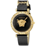 Shop Authentic Versace Palazzo Empire Greca Black Dial Black Leather Strap Watch for Women - VEDV00119 - Luxxuri