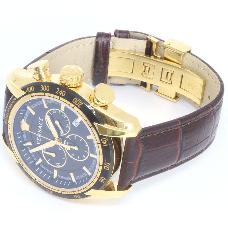  Shop Authentic Versace V-Ray Chronograph Quartz Black Dial Brown Leather Strap Watch For Men - VEDB00318 - Luxxuri