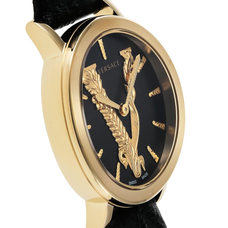  Shop Authentic Versace Virtus Quartz Black Dial Black Leather Strap Watch for Women - VEHC00119 - Luxxuri