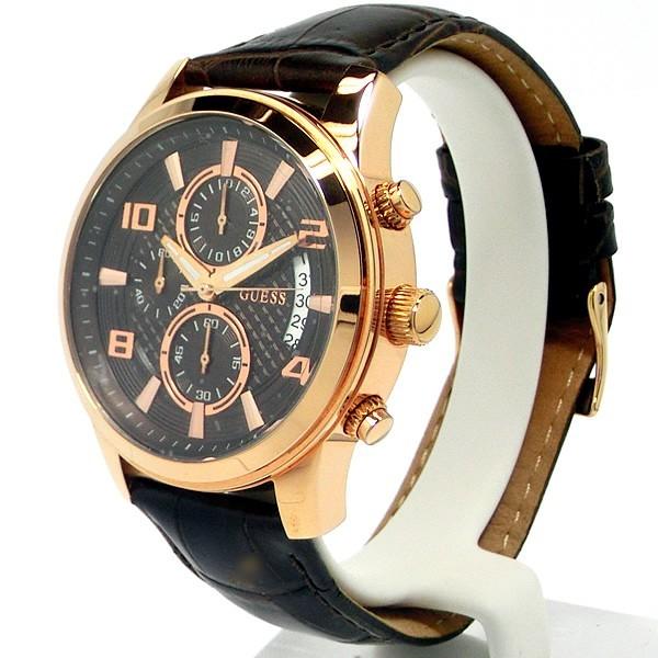  Shop Authentic Guess Exec Chronograph Brown Dial Brown Leather Strap Watch For Men - W0076G4 - Luxxuri