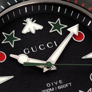  Shop Authentic Gucci Dive Quartz Black Dial Silver Steel Strap Watch For Men - YA136221 - Luxxuri