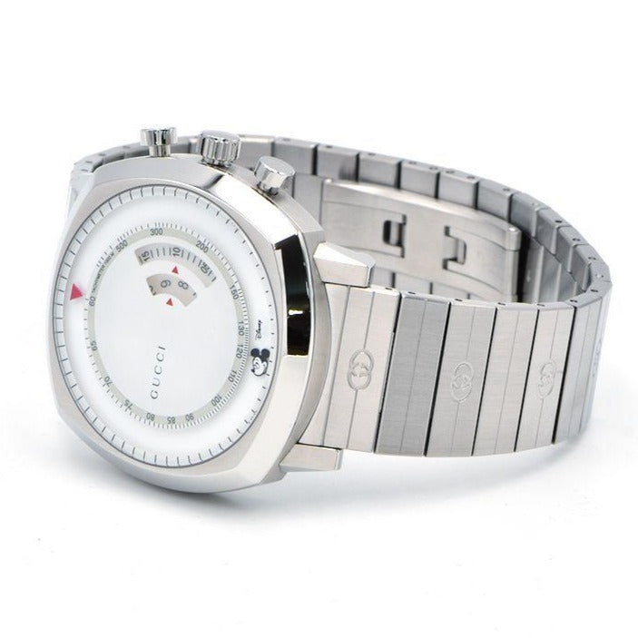  Shop Authentic Gucci Grip Chronograph Mickey Mouse White Dial Silver Steel Strap Watch For Men - YA157306 - Luxxuri