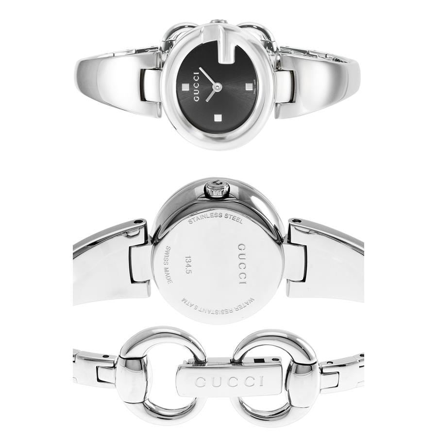  Shop Authentic Gucci Guccisima Quartz Black Dial Silver Steel Strap Watch For Women - YA134501 - Luxxuri