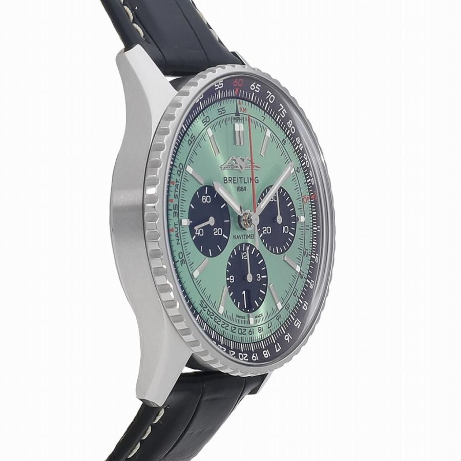  Shop Authentic Breitling Navitimer B01 Chronograph 43 Green Dial Black Leather Strap Watch for Men - AB0138241L1P1 - Luxxuri