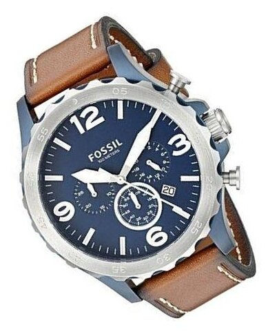  Shop Authentic Fossil Nate Chronograph Navy Blue Dial Brown Leather Strap Watch for Men - JR1504 - Luxxuri