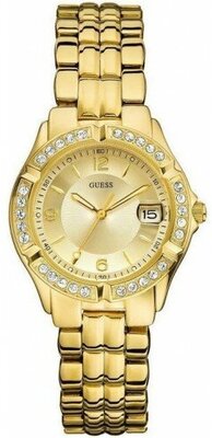  Shop Authentic Guess Dazzling Diamonds Gold Dial Gold Steel Strap Watch for Women - W85110L1 - Luxxuri