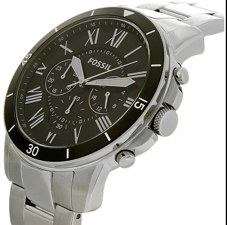  Shop Authentic Fossil Grant Sport Chronograph Black Dial Silver Steel Strap Watch for Men - FS5236 - Luxxuri