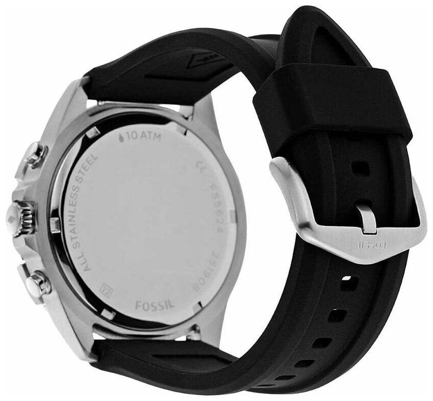  Shop Authentic Fossil Garrett Chronograph Black Dial Black Rubber Strap Watch for Men - FS5624 - Luxxuri