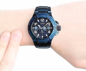  Shop Authentic Guess Rigor Multifunction Black Dial Blue Steel Strap Watch for Men - W0218G4 - Luxxuri