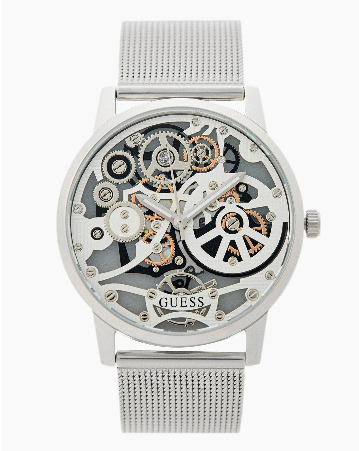  Shop Authentic Guess Gadget Silver Dial Silver Mesh Bracelet Watch for Men - GW0538G1 - Luxxuri