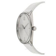  Shop Authentic Calvin Klein Accent Silver Dial White Leather Strap Watch for Women - K2Y2X1K6 - Luxxuri