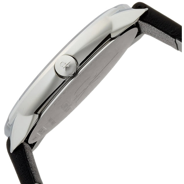  Shop Authentic Calvin Klein Minimal Silver Dial Black Leather Strap Watch for Men - K3M221CY - Luxxuri