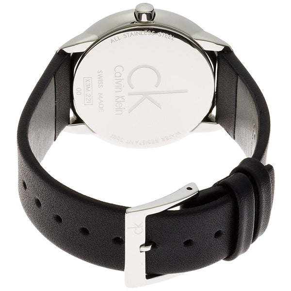  Shop Authentic Calvin Klein Minimal Silver Dial Black Leather Strap Watch for Men - K3M221CY - Luxxuri