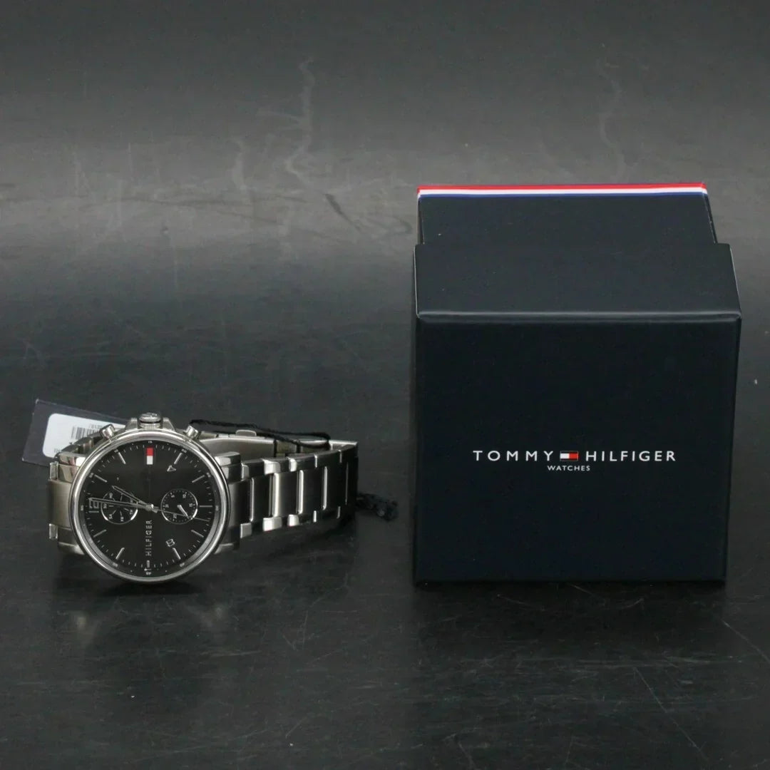  Shop Authentic Tommy Hilfiger Daniel Black Dial Silver Steel Strap Watch for Men - 1710413 - Luxxuri