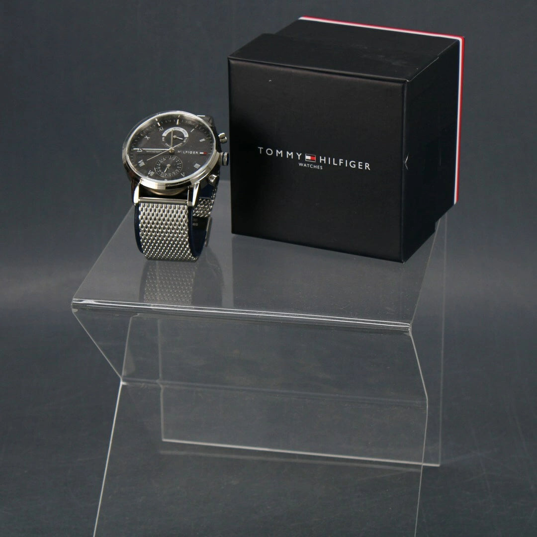  Shop Authentic Tommy Hilfiger Kane Black Dial Silver Mesh Bracelet Watch for Men - 1710402 - Luxxuri