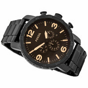  Shop Authentic Fossil Nate Chrongraph Ion Plated Black Dial Black Steel Strap Watch for Men - JR1356 - Luxxuri
