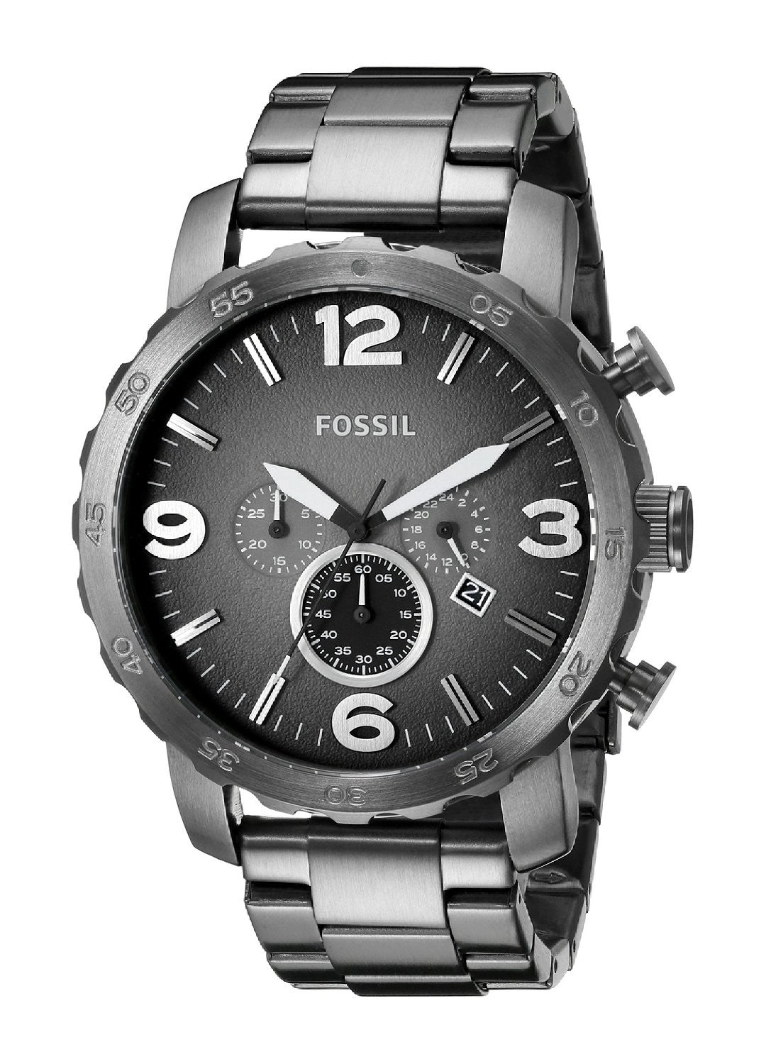  Shop Authentic Fossil Nate Chronograph Gunmetal Dial Grey Steel Strap Watch for Men - JR1437 - Luxxuri