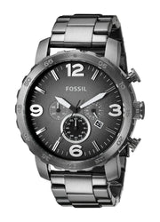  Shop Authentic Fossil Nate Chronograph Gunmetal Dial Grey Steel Strap Watch for Men - JR1437 - Luxxuri