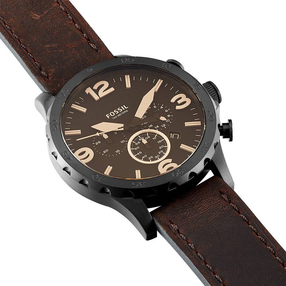  Shop Authentic Fossil Nate Chronograph Brown Dial Brown Leather Strap Watch for Men - JR1487 - Luxxuri