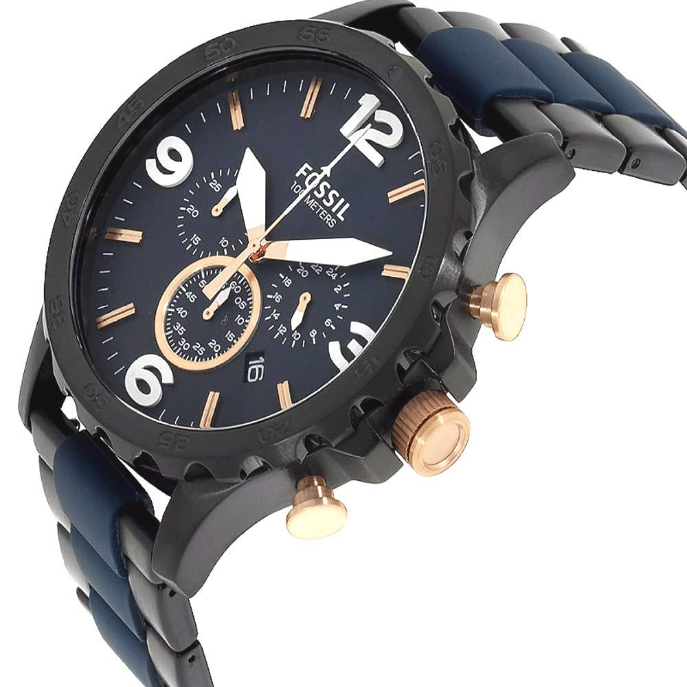  Shop Authentic Fossil Nate Chronograph Blue Dial Two Tone Steel Strap Watch for Men - JR1494 - Luxxuri