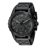  Shop Authentic Fossil Nate Chronograph Black Dial Black Leather Strap Watch for Men - JR1510 - Luxxuri