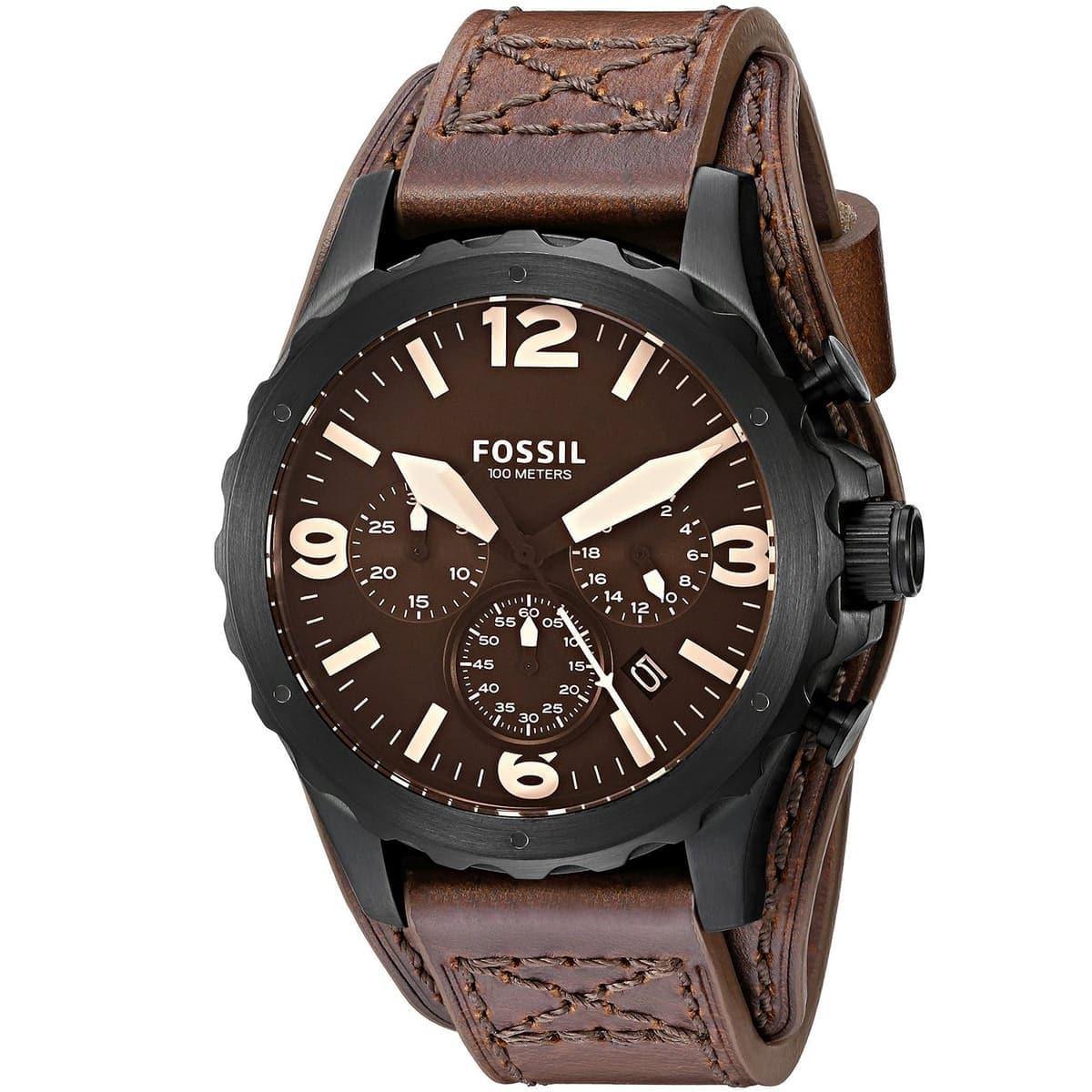  Shop Authentic Fossil Nate Chronograph Brown Dial Brown Leather Strap Watch for Men - JR1511 - Luxxuri