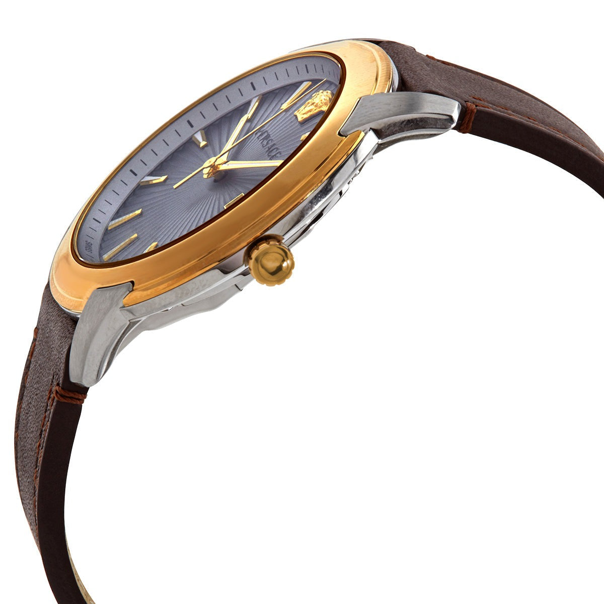  Shop Authentic Versace V-Urban Quartz Grey Dial Brown Leather Strap Watch for Men - VELQ00219 - Luxxuri