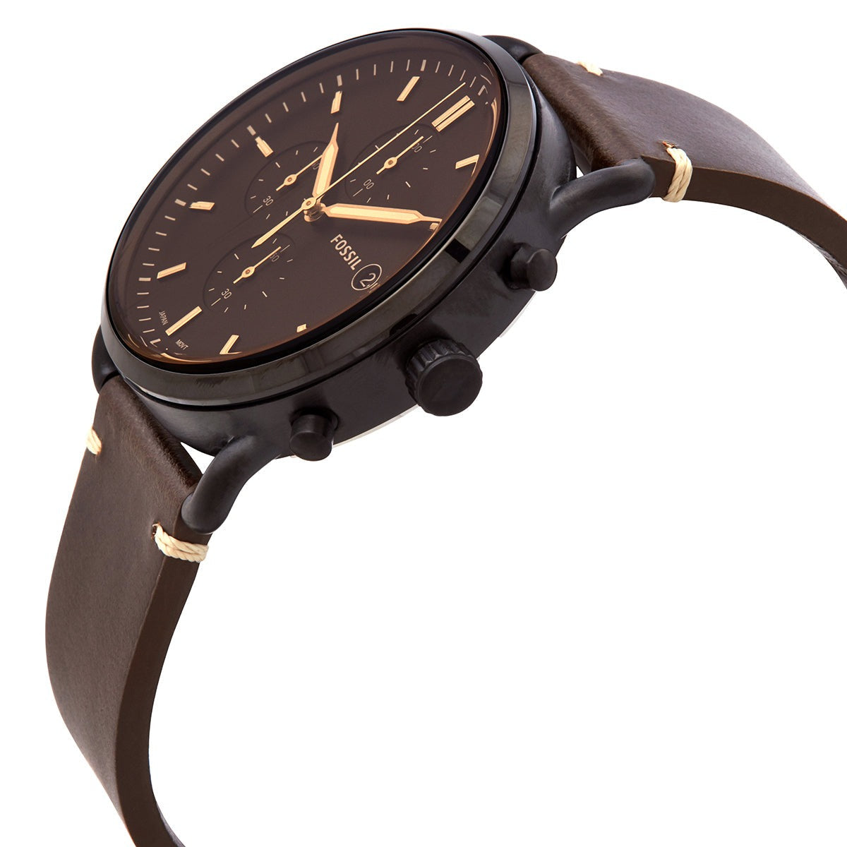  Shop Authentic Fossil Commuter Chronograph Black Dial Brown Leather Strap Watch for Men - FS5403 - Luxxuri