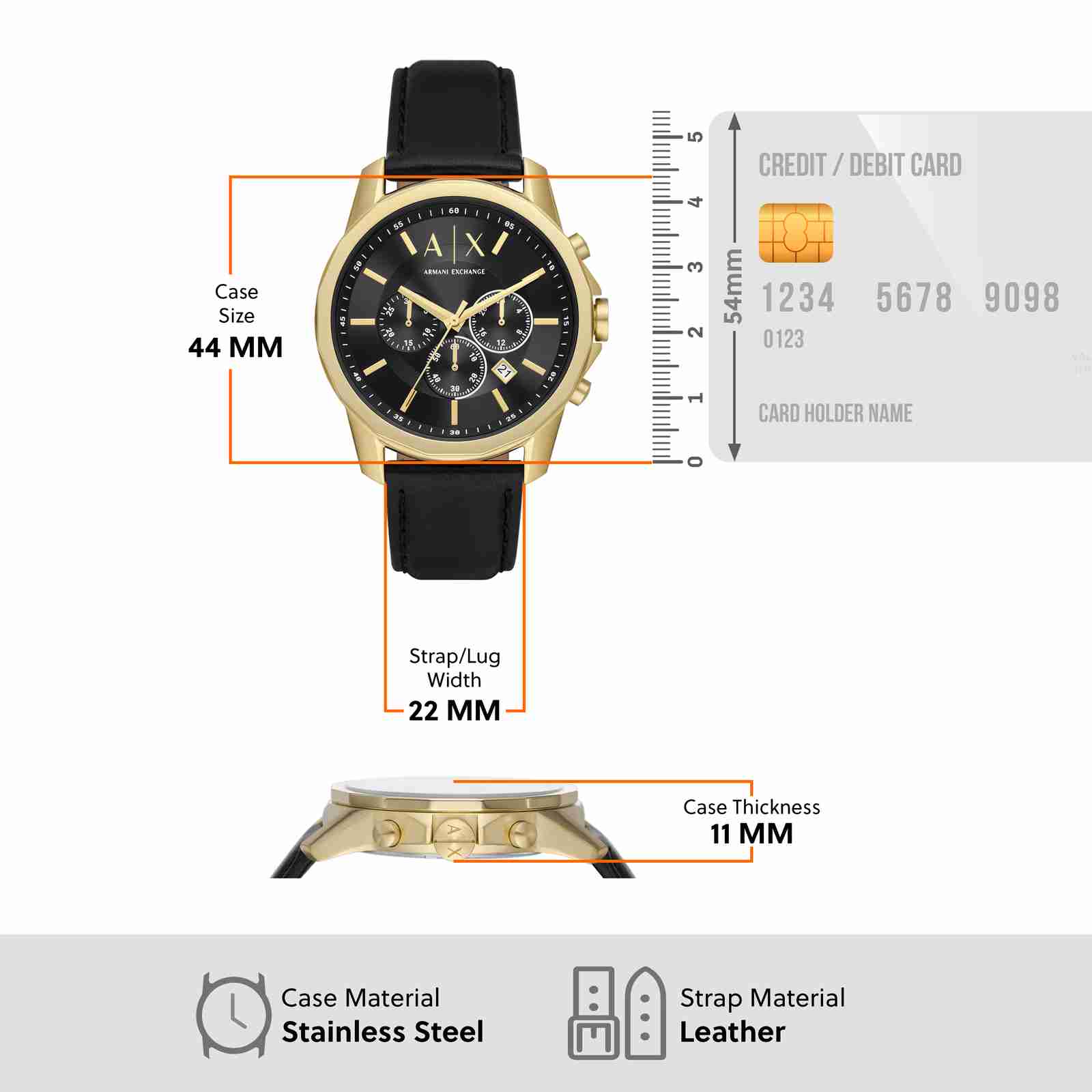  Shop Authentic Armani Exchange Outerbanks Chronograph Black Dial Black Leather Strap Watch For Men - AX7133 - Luxxuri