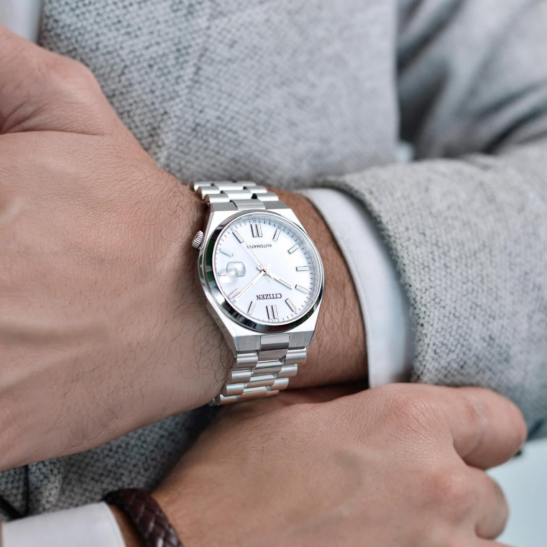  Shop Authentic Citizen Tsuyosa Automatic White Dial Silver Steel Strap Watch For Men - NJ0150-81A - Luxxuri