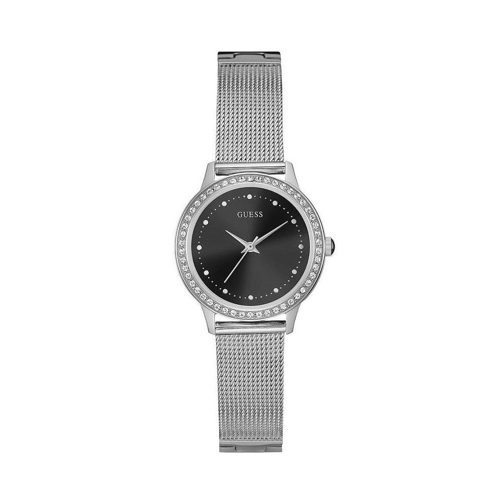  Shop Authentic Guess Chelsea Crystals Black Dial Silver Mesh Bracelet Watch For Women  - W0647L5 - Luxxuri