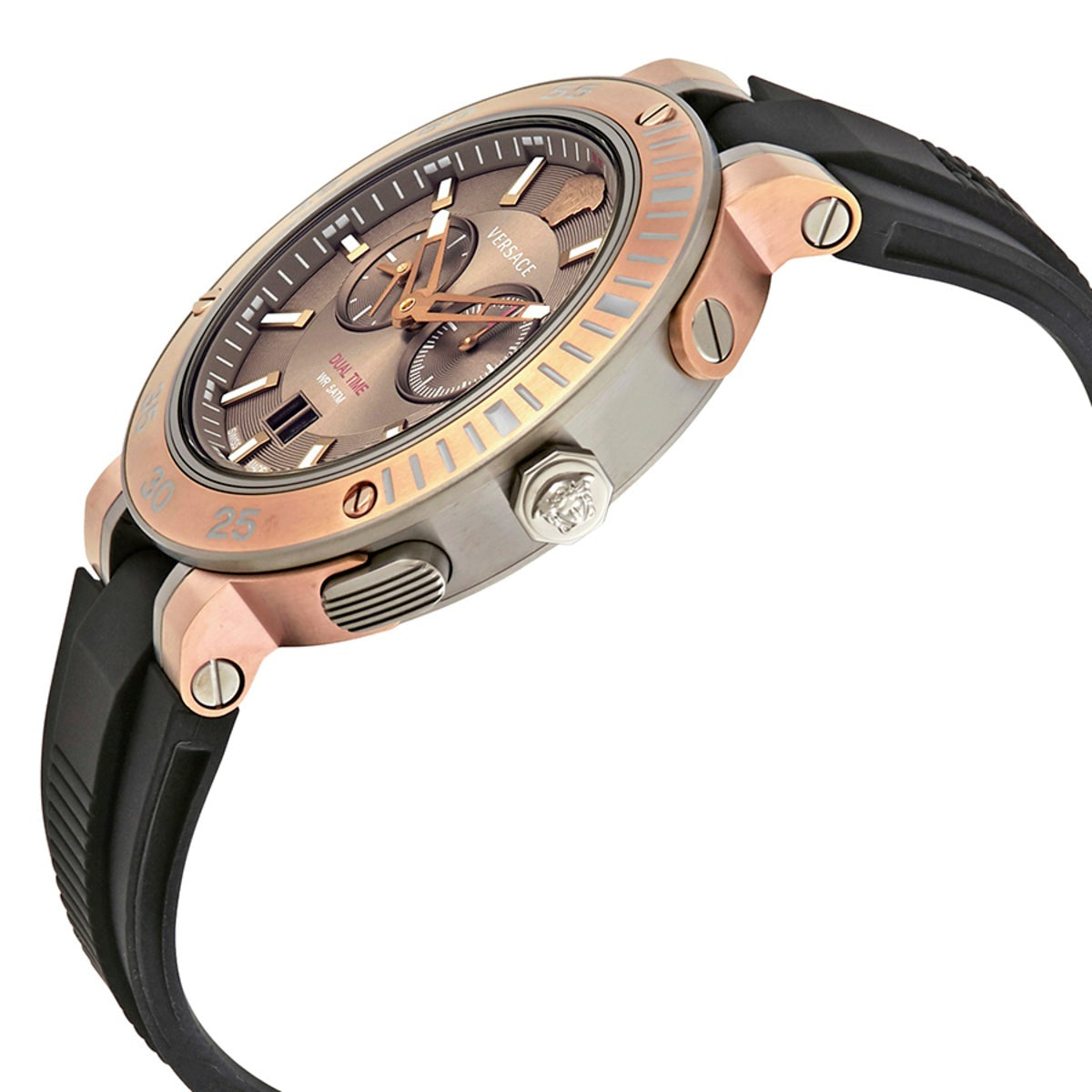  Shop Authentic Versace V Extreme Chronograph Brown Tone Dial Black Rubber Strap Watch for Men - VCN030017 - Luxxuri