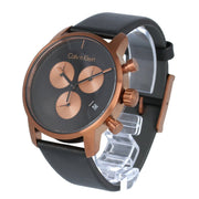  Shop Authentic Calvin Klein City Chronograph Black Dial Black Leather Strap Watch for Men - K2G17TC1 - Luxxuri