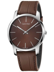  Shop Authentic Calvin Klein City Brown Dial Brown Leather Strap Watch for Men - K2G211GK - Luxxuri