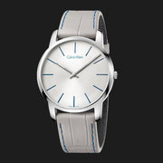 Shop Authentic Calvin Klein City Silver Dial Grey Leather Strap Watch for Men - K2G211Q4 - Luxxuri