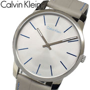  Shop Authentic Calvin Klein City Silver Dial Grey Leather Strap Watch for Men - K2G211Q4 - Luxxuri