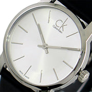  Shop Authentic Calvin Klein City Silver Dial Black Leather Strap Watch For Women - K2G231C6 - Luxxuri