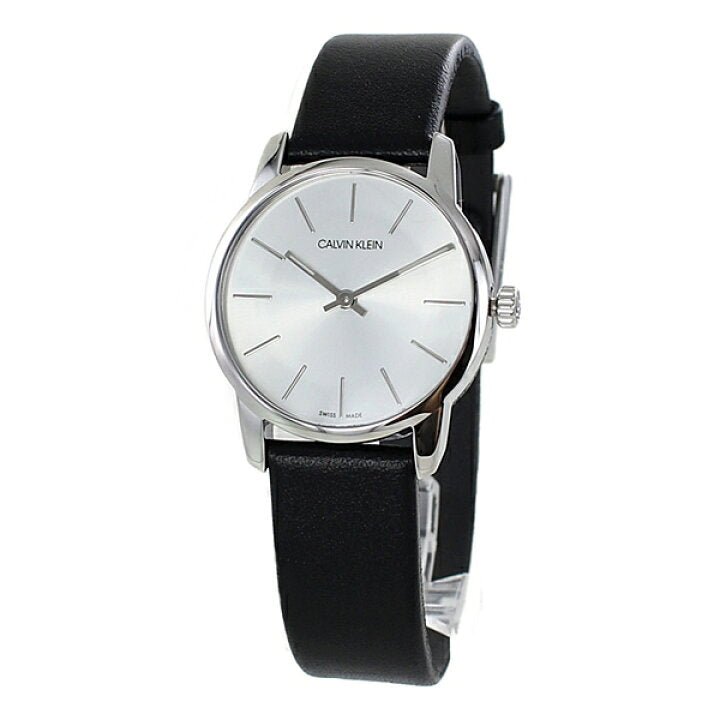  Shop Authentic Calvin Klein City Silver Dial Black Leather Strap Watch For Women - K2G231C6 - Luxxuri