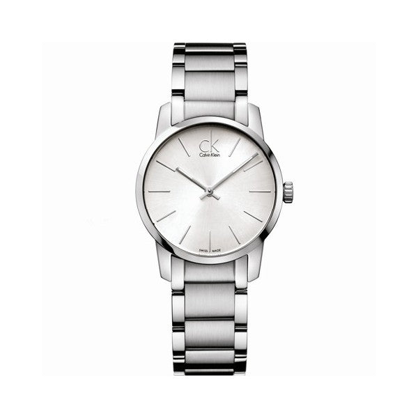  Shop Authentic Calvin Klein City Silver Dial Silver Steel Strap Watch for Women - K2G23126 - Luxxuri