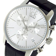  Shop Authentic Calvin Klein City Chronograph Silver Dial Black Leather Strap Watch for Men - K2G271C6 - Luxxuri