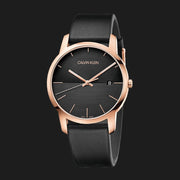  Shop Authentic Calvin Klein City Quartz Black Dial Black Leather Strap Watch for Men - K2G2G6CZ - Luxxuri