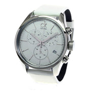  Shop Authentic Calvin Klein Masculine Chronograph White Dial White Leather Strap Watch for Men - K2H27101 - Luxxuri