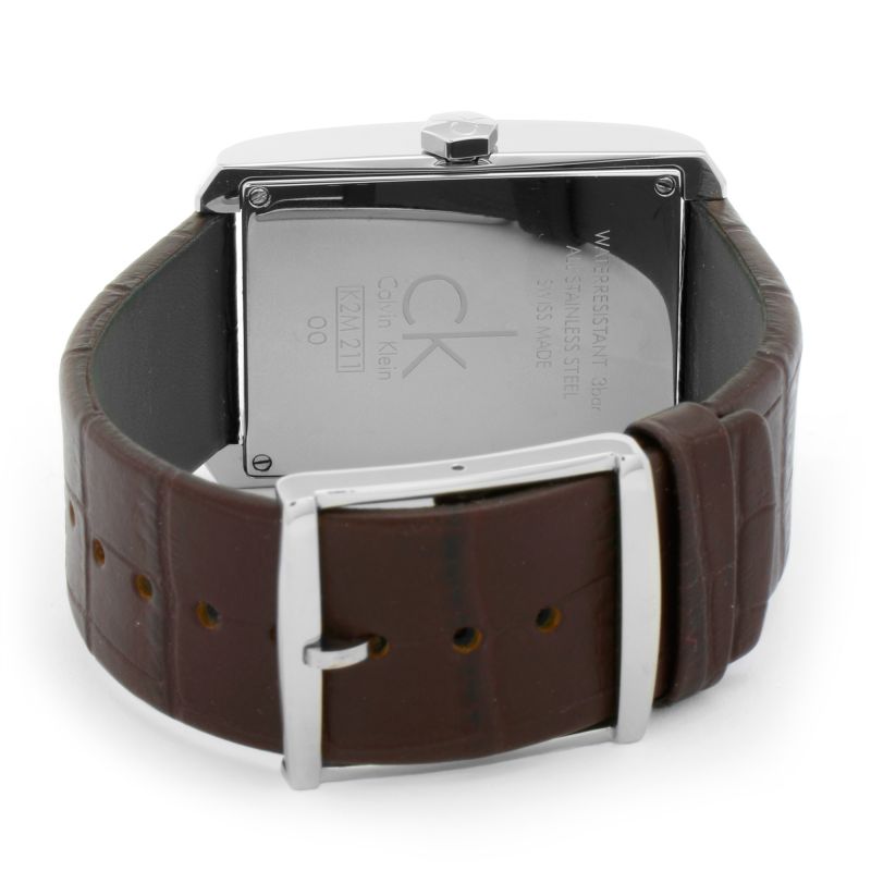  Shop Authentic Calvin Klein Window Silver Dial Brown Leather Strap Watch for Men - K2M21126 - Luxxuri